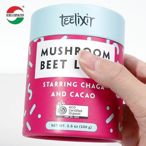 Custom Design Food Grade Tea Container Packaging Recyclable Material Luxury Candy Round Gift Boxes Kraft Paper Tube Cylinder With Seal Metal Lid Aluminum