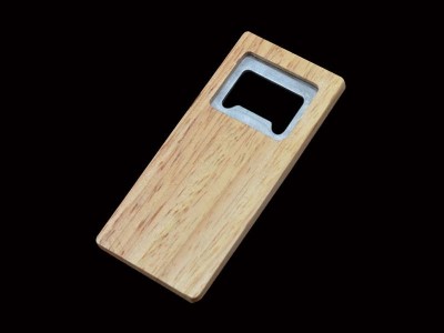 Engrave Rubber Wooden Card Beer Bottle Opener,Kitchen accessories, rubber wood and stainless steel made, wooden card bee