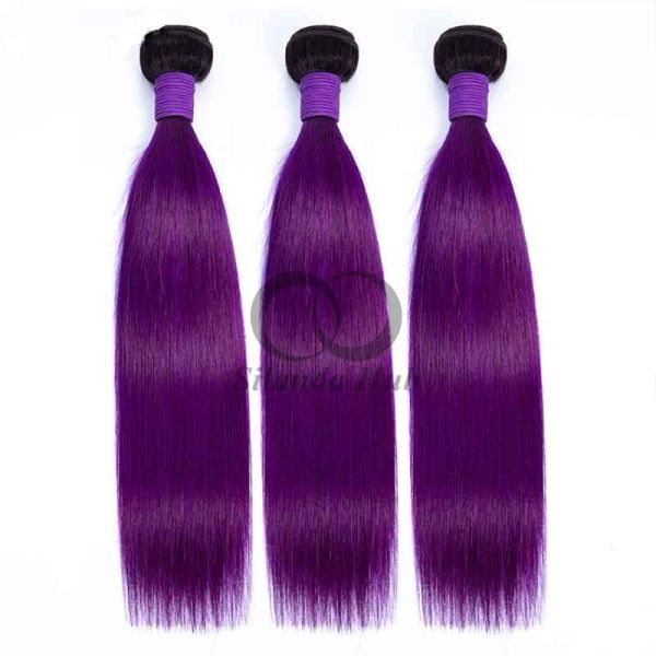 #T1B/Purple Straight Remy Human Hair Bundles Sew In Weave Bundles Brazilian Bundle Deals
