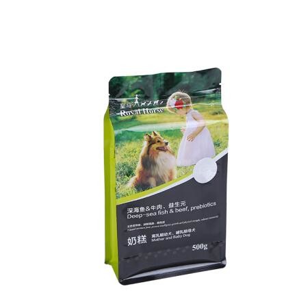 100% Food Grade Dog Cat Treat Packaging Block Square Flat Bottom Zipper Stand up Pouch Plastic Pet Food Bag