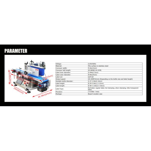 High Speed Marking Bottle Labeling Machine 110V Automatic Desktop Conveyor Round Bottle Plane Labeling Machine Adjustable High Speed 25-50PCS/Min