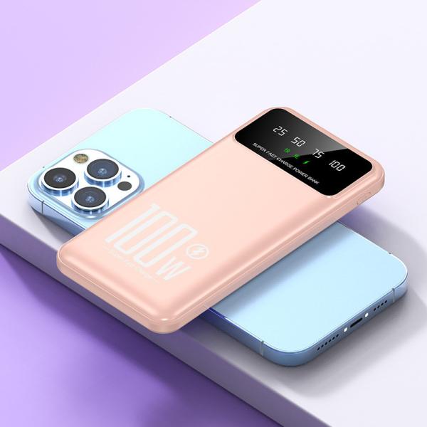 100W 10000mAh Cell Phone Power Bank 66W  LED Power Bank With 2A Overcharge Protection