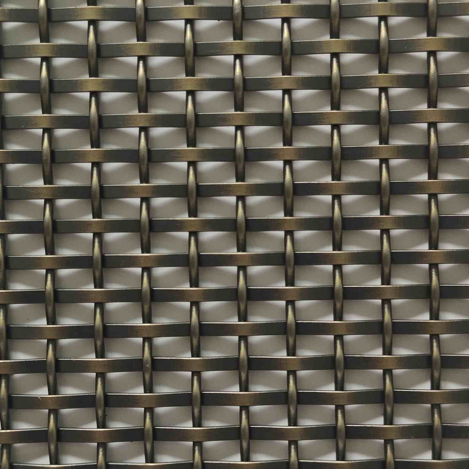 Antique Brass Flat Wire Woven Metal Decorative Mesh