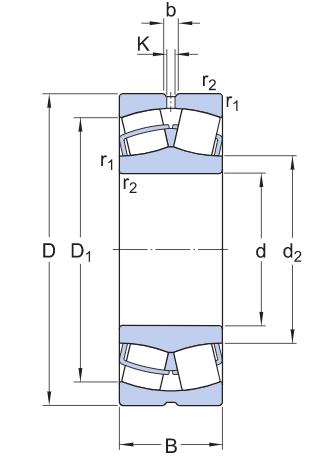 SKF 22326 CC/W33 22326 CC/W33 Double Row Spherical Roller Bearing, Cyl. bore, Open, Steel cage,- Steel Cage Material