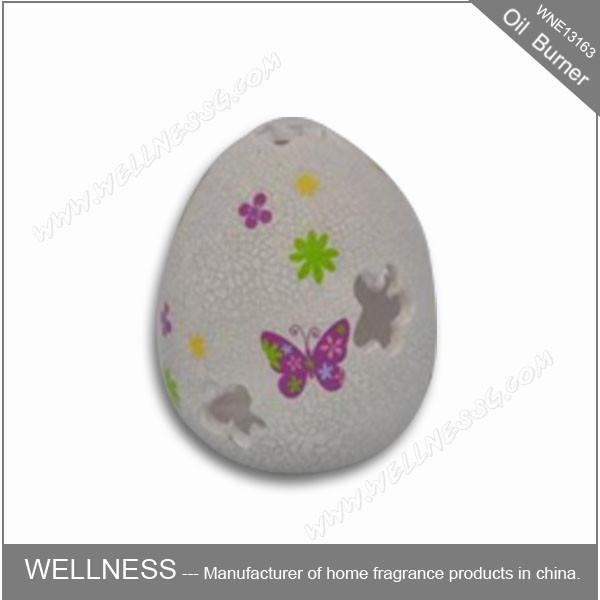 Beautiful Design Ceramic Fragrance Oil Burner Egg Shaped , Pattern Exposure