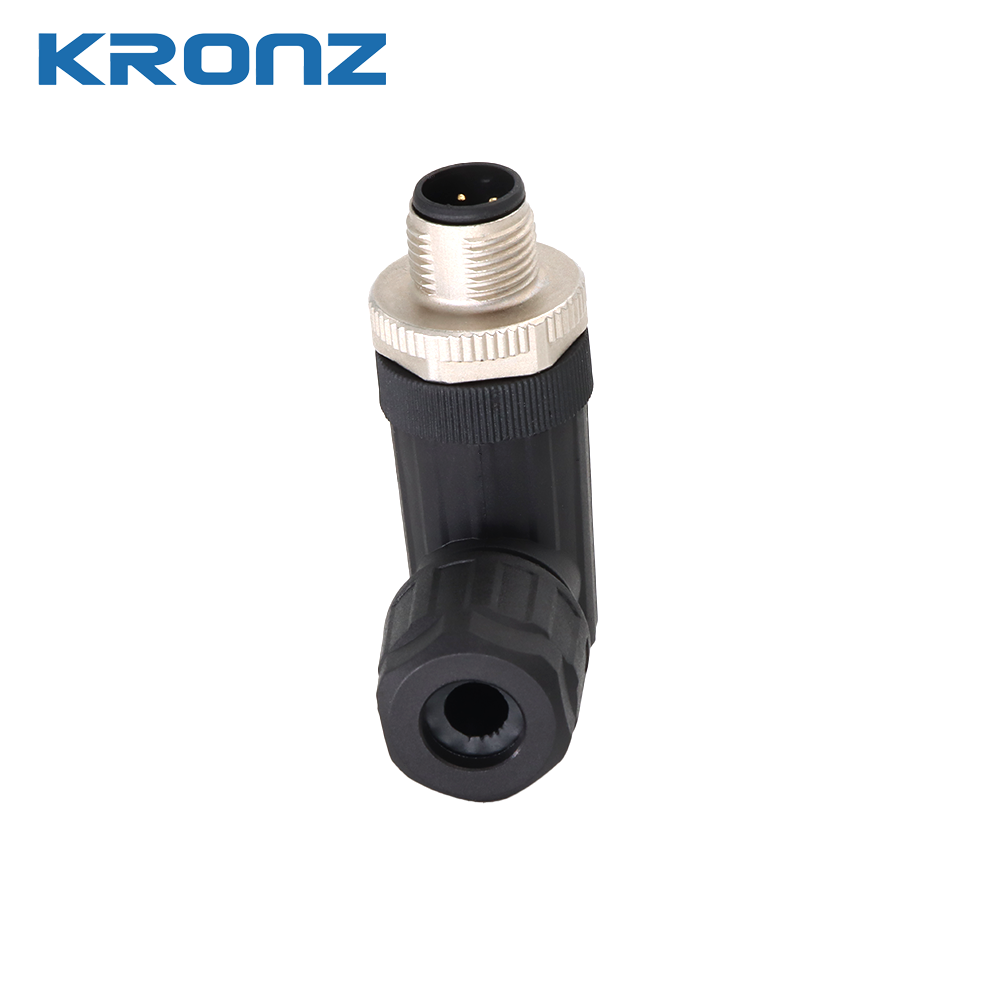 Industrial M12 Connector With Angle Cable Outlet Coding A Insulation Resistance ≥100MΩ