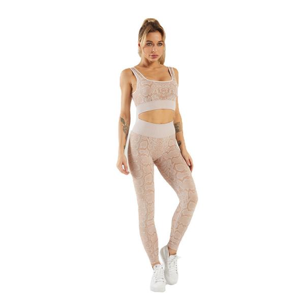 Equipamento alto da ioga da cópia da serpente da cintura para o desgaste sem emenda do Gym do exercício de 2 partes das mulheres