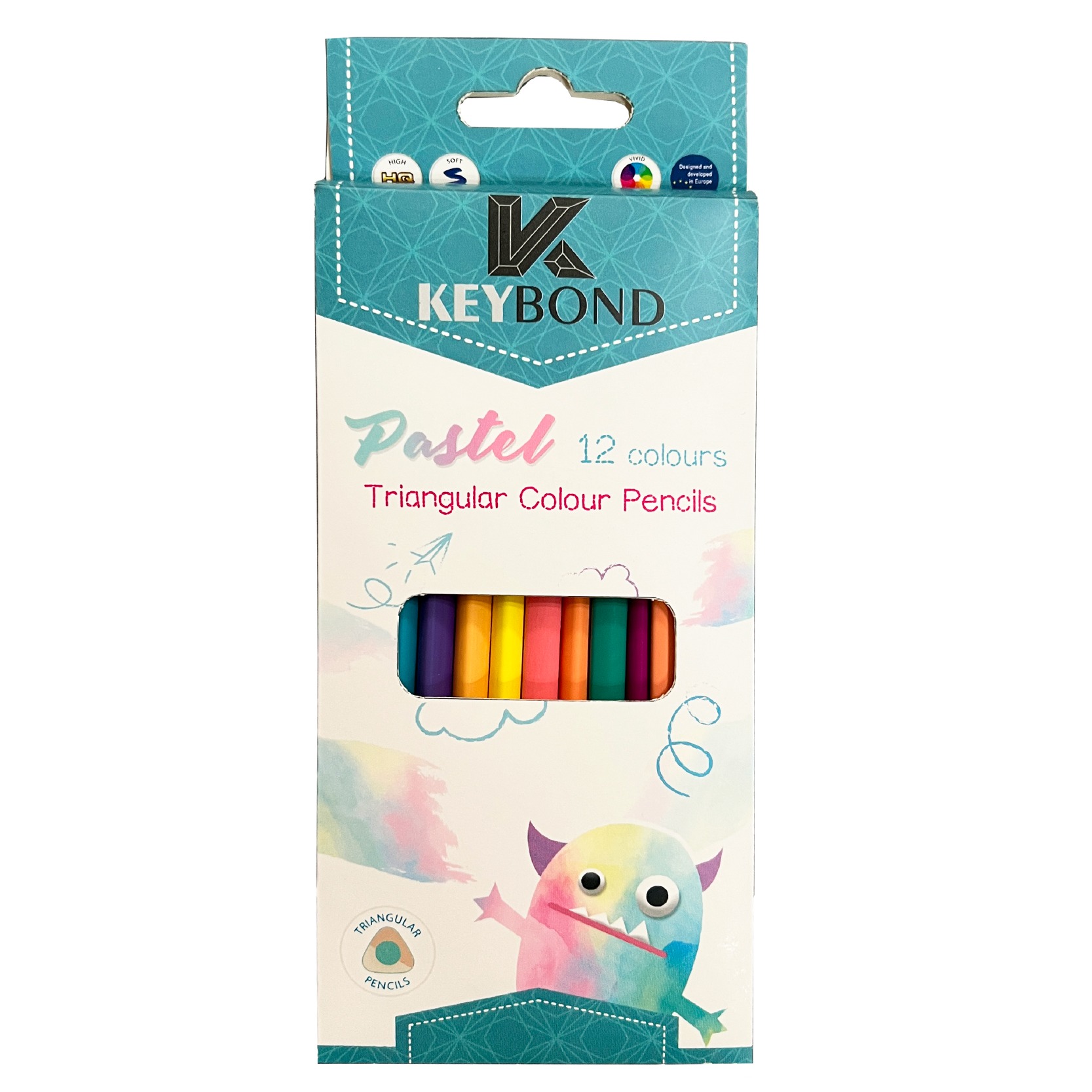 New Macaron Style 7 Inch 12 PCS Triangle Stationery Wood  Pastel Color Pencil