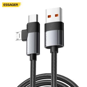 ESSAGER ES-X59 2 In1 Usb To Micro USB C Fast Charging Cables 7A Pd 100W