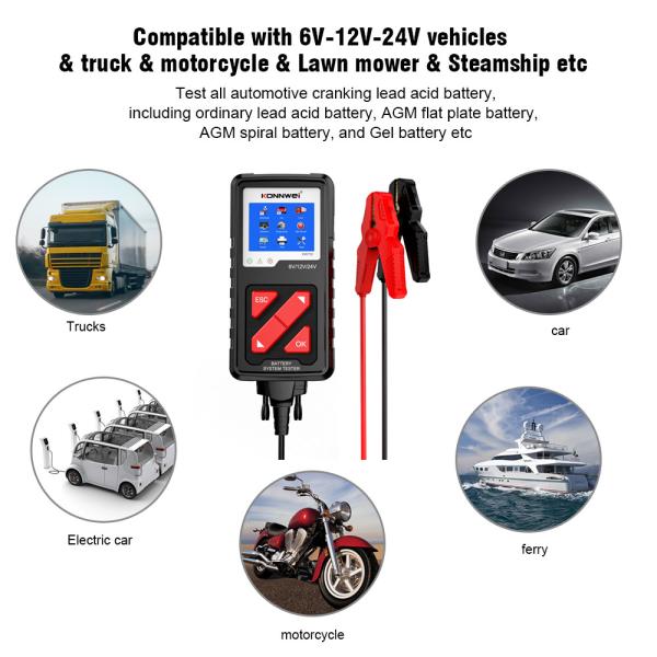 Factory Konnwei KW710 6V 12V 24V Car& Truck Battery Tester with printer