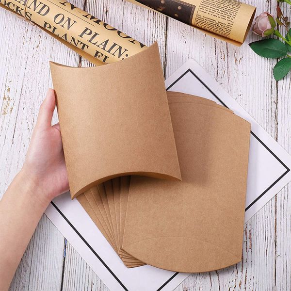 Custom Logo Heavy Duty Kraft Pillow Shape Candy Paper Box for Candy Storage Solution