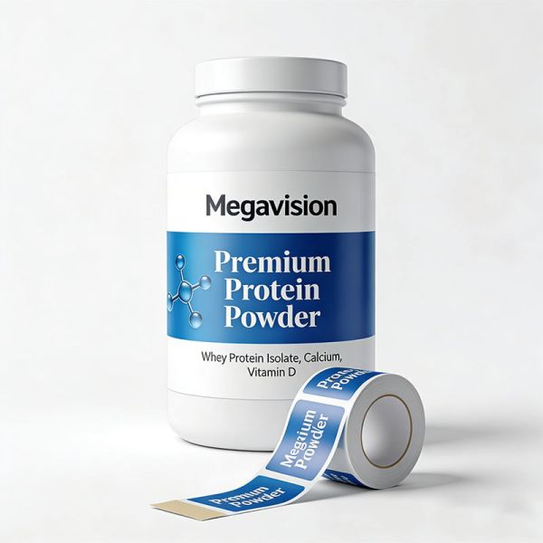 Custom Printed White BOPP Permanent Strong Adhesive Healthcare Vitamin Nutritional Supplement Product Packaging Label