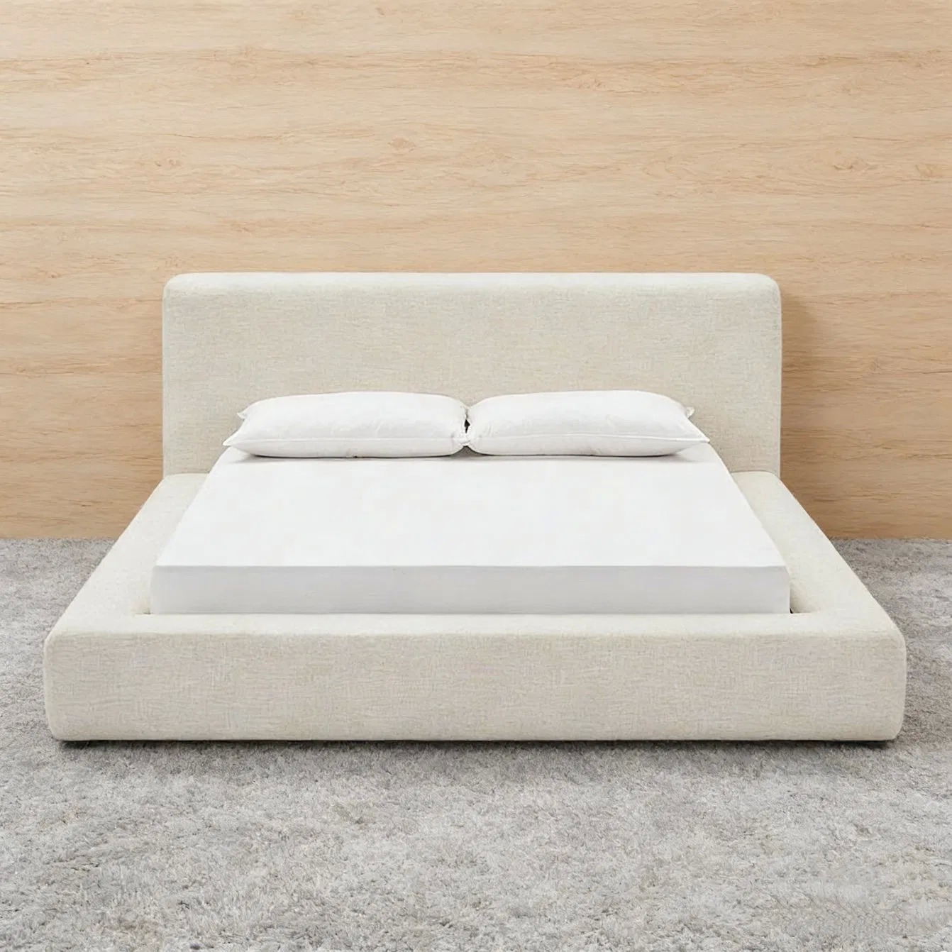 Contemporary Upholstered Platform Bed with Underbed Storage