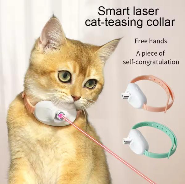 Automatic Rechargeable Cat Collar ABS Laser Cat Collar Pink / Green