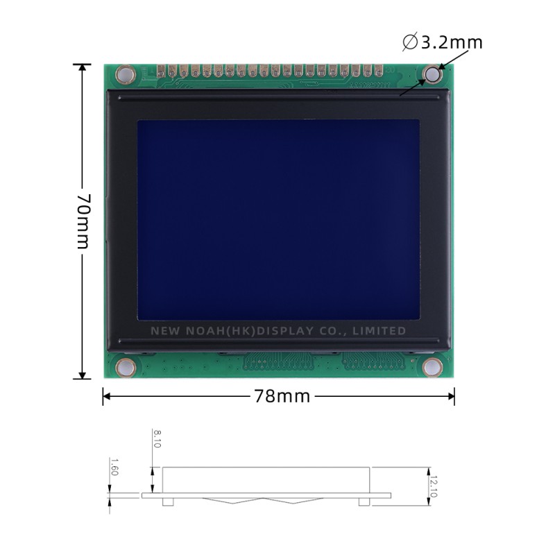 Blue Film LCM12864M-1 WiStar Graphic LCD Display Screen 20P STN 6800 Parallel Controller ST7920