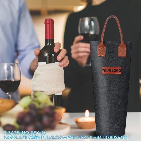 Felt Bags, Felt Carrier, Felt Handle Bags, Felt Bottle Wine Carrier Bag Padded Wine Handler Wedding Gift Package