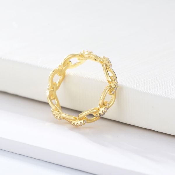 Forma delicada de la cadena CZ Diamantes Eternidad Anillos 925 de plata esterlina para joyería masculina