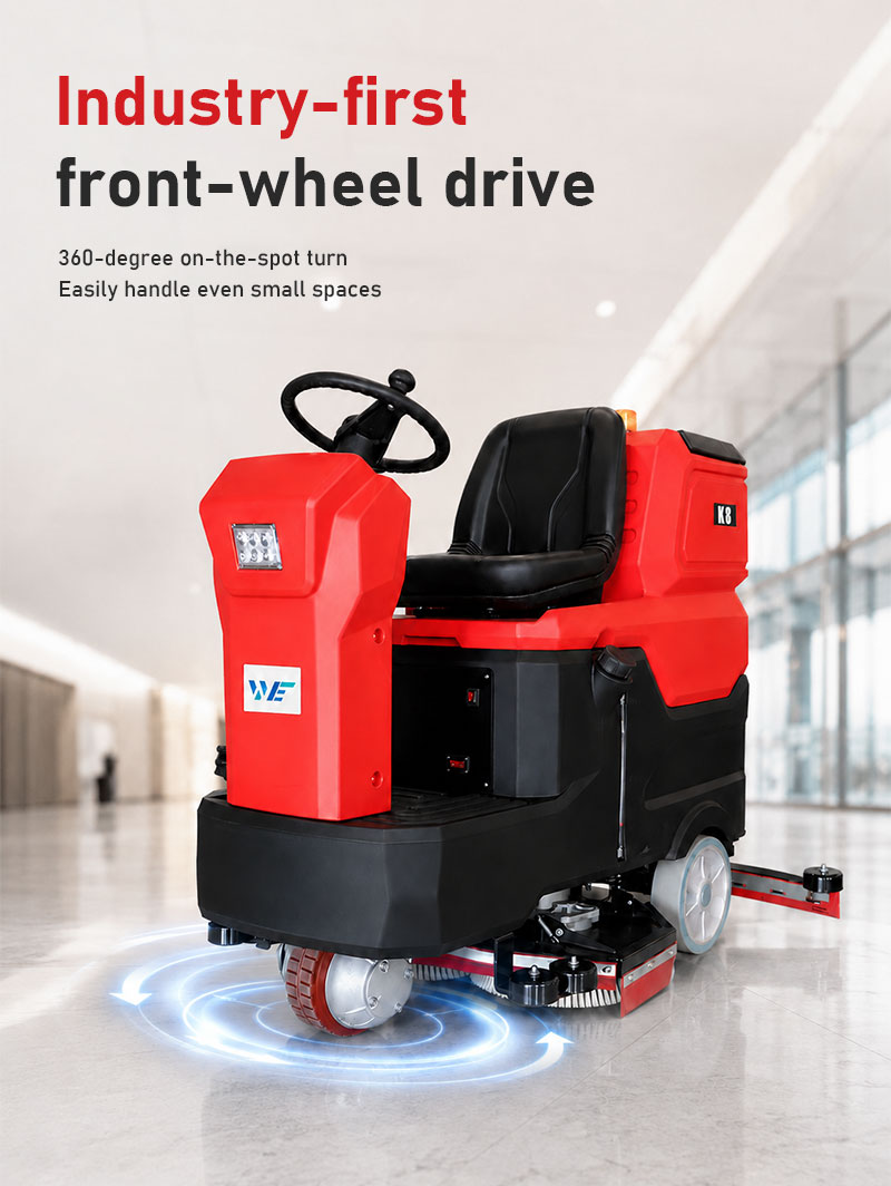 Heavy Duty Intelligent Ride on Floor Scrubber Industrial Battery Powered Floor Cleaning Machine for Warehouse Airport Factory