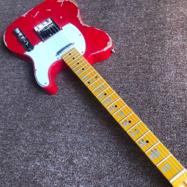 Electric guitar,handmade 6 stings telecast gitaar Tele electric Guitar relics by hands red color master build relic TL