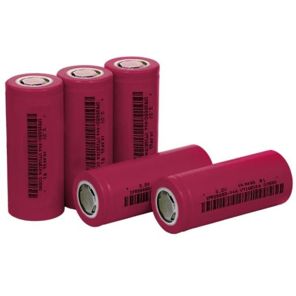 Cylindrical Shape LiFePO4 Lithium Ion Battery Cell 26650 3.2V 3400mah 3C Discharge Rate