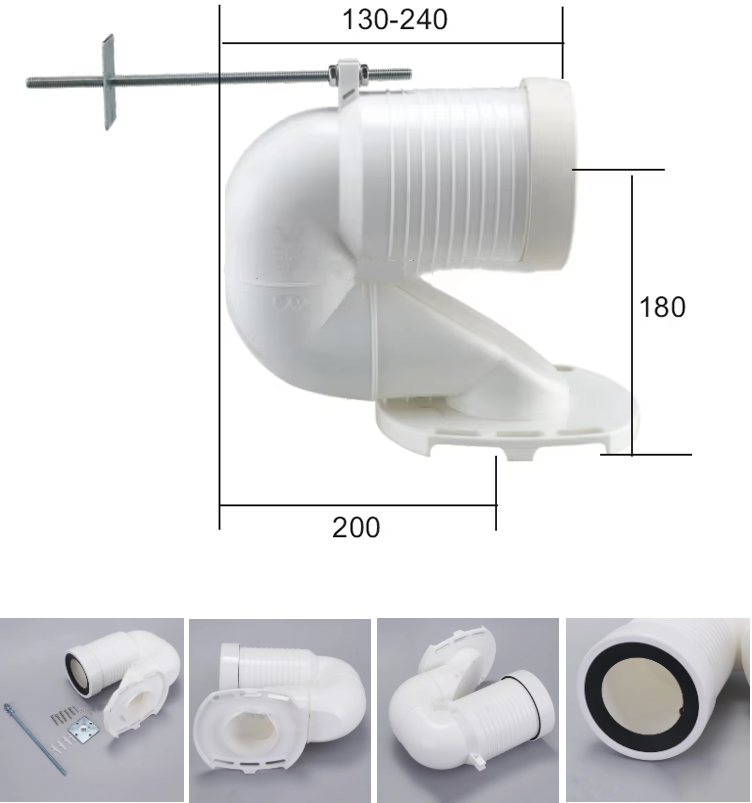 Toilet Drain Pipe Fitting, Straight Pipe For Wall Drainage To Floor Drainage Conversion Joint, Universal Displacement Pipe