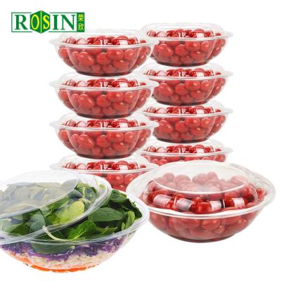 64oz Custom PET Round Plastic Fruit Packaging Plastic Food Packaging With Lid