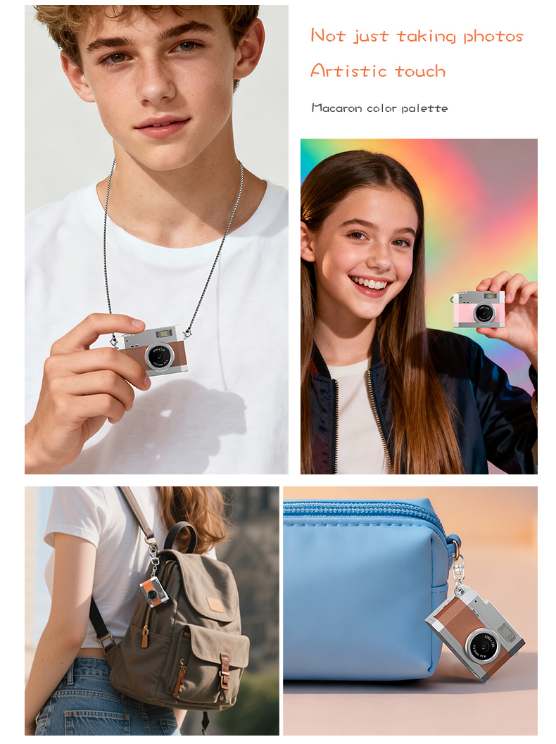 DLC 1080P HD Neck-Wearable Mini Camera - Flip Rotatable Lens, Flash & Filters & Selfie, Portable Fashion Accessory Camera