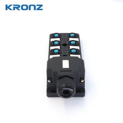 IP67 Industrial Distribution Box Dual Channel 8 Port M12 Connector Junction Box
