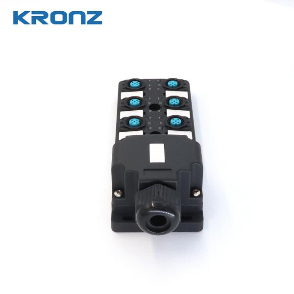 IP67 Industrial Distribution Box Dual Channel 8 Port M12 Connector Junction Box
