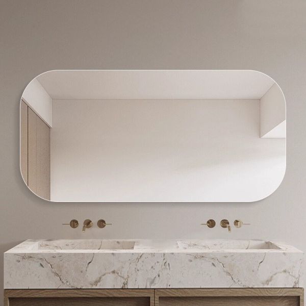 Luxury LED Bath Mirror with Modern Premium Design Touch Switch Rectangular & Round-Edged for Hotels Elegant Apartments Villas
