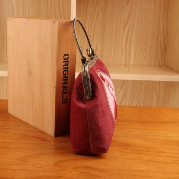 Lady Vintage Velvet Rose Flower Kiss Lock Wallet Clutch Card Holder Coin Bag Pouch Purse