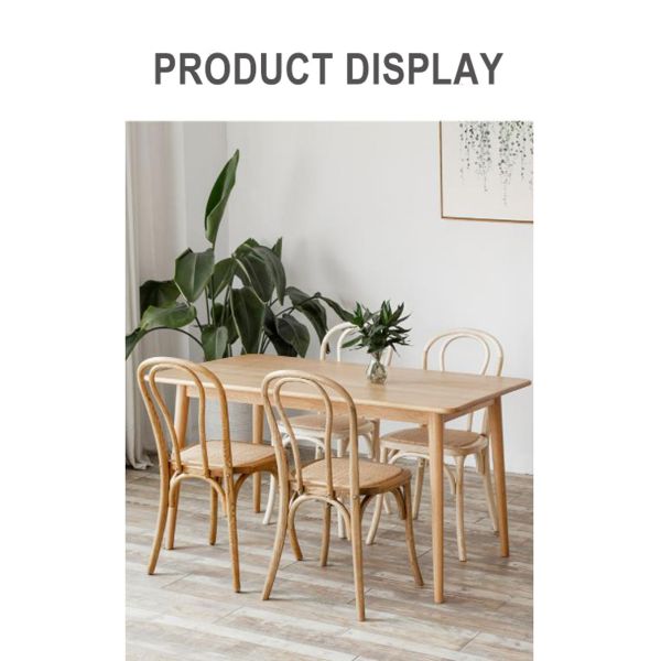 Strong Solid Wood Dining Chairs Stackable Bentwood Chairs for Restaurant Rattan Coffee Chairs Retro