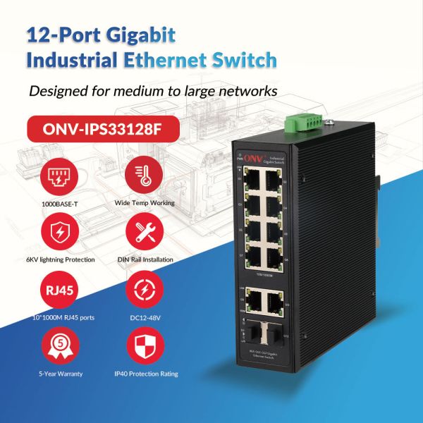 12 Port Gigabit Industrial Ethernet Switch With SFP Fiber Ports Plug And Play Operation