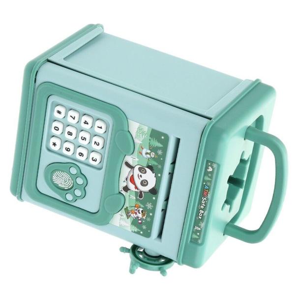 kids educational financial customs atm password put credit cards piggy bank blue color mini electronic safe