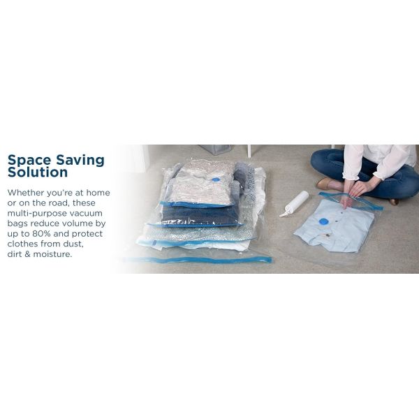 Space Saving Clothes Vac Pack Vacuum Storage Bags Variety Pack with Hand Pump Included