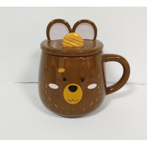 Slip Casting Cartoon 3D Racoon Coffee Mug 14oz