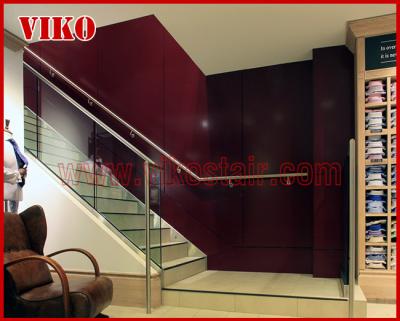 Double Steel Plate Staircase VK55S  Tread beech ,Railing tempered glass, Handrail b eech Stringer,carbon