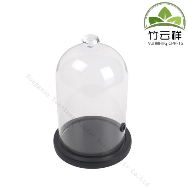 Clear Glass Dome, Glass Bell Jar Cadle Cake Display Case  Black Wooden Base for Christmas Home Decor