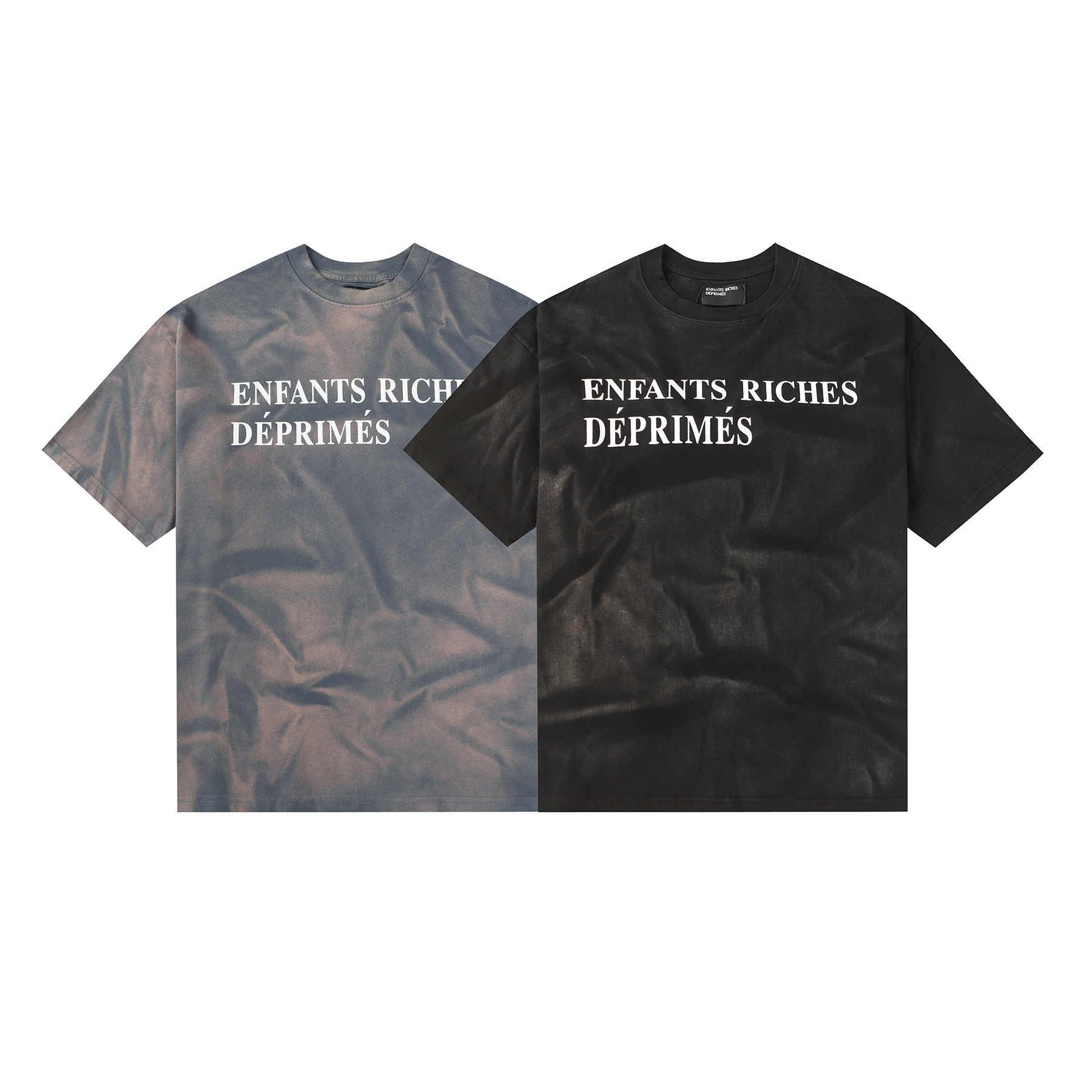 Breaking Foundation Washed Gradient Versatile Melancholic Second-Generation Slogan Casual Oversized Vintage Breathable T-Shirt