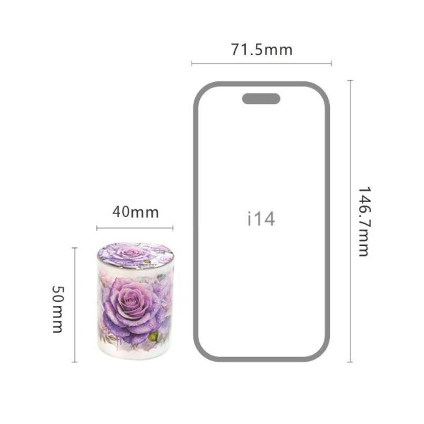 2M/Roll Flower Series PET Adhesive Tape Encounters with Sea Plant Hand Ledger DIY Material Decorative Circular Sticker 8 Styles