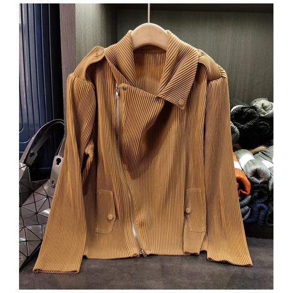 High-End Retro Street Style Women's Motorcycle Jacket Elegant Casual Large Lapel Zipper Long Sleeve Solid Sheep Skin for Autumn