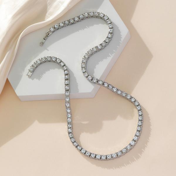 24 Inches 5mm Bling Empire Iced Out Crystal Rhinestone Tennis Chain Necklace For Women Jewelry Wedding Gift