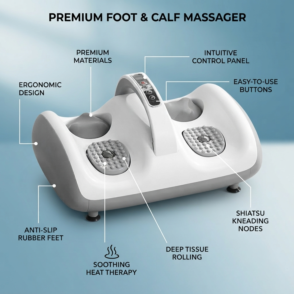 ZN-NF08 Professional 4D Electric Foot and Leg Kneading & Vibration Massager with Heat Therapy