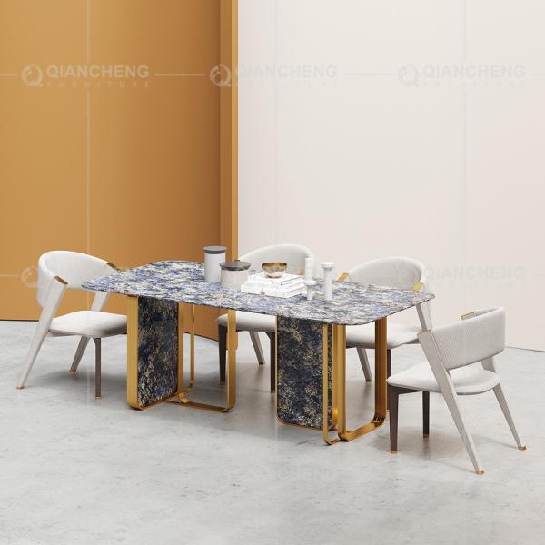 0.75CBM partes inferiores plásticas de mármore luxuosas modernas da mesa de jantar 86inchx40inchx30inch
