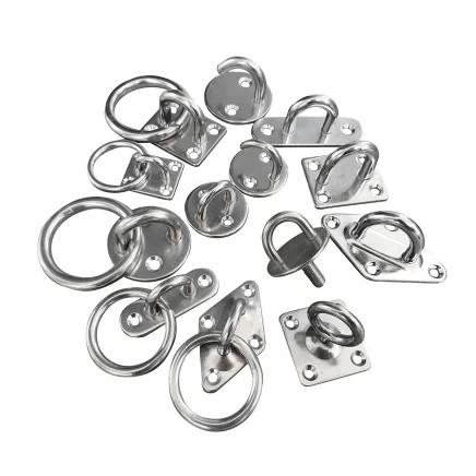 Stainless Steel Round Ring Diamond Pad Eye Plate Rigging Hardware Zinc Plated Finish