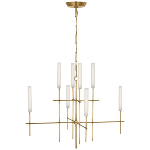 Nordic Style Brass Body Chandelier with Adjustable Height and Crystal Shade for Modern Home Office Lighting