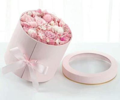 Waterproof Rotating PVC Round Flower Packaging Boxes Eternal Rose Gift Packaging Double Layer 17*20CM