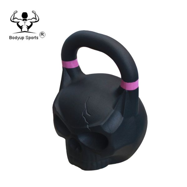 Competition Powder Painting Iron Skull Kettlebell / Power Training Skull Kettlebell