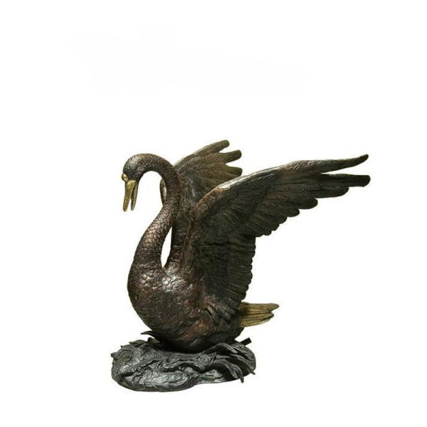 Outdoor / Indoor Cast Iron Animal Statues / Bronze Swan Sculpture