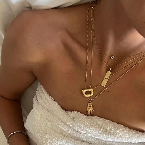 Personalized Gold Bubble Letter Necklace for Women, 14k Gold Plated Initial Pendant Necklace Trendy Custom Jewelry